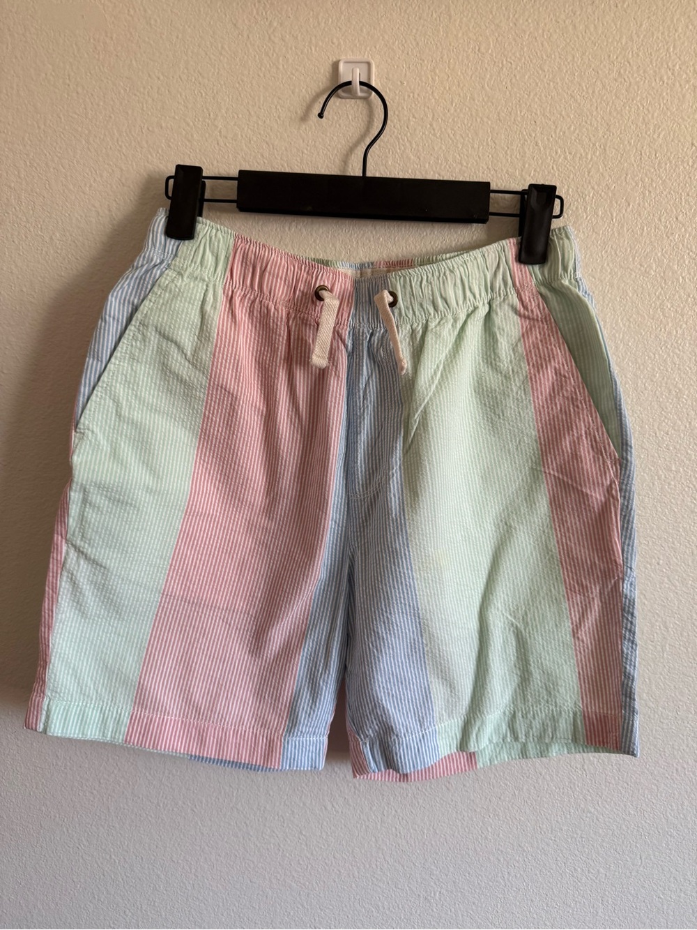 Crewcuts Pastel Multi-Stripe Seersucker Drawstring Shorts